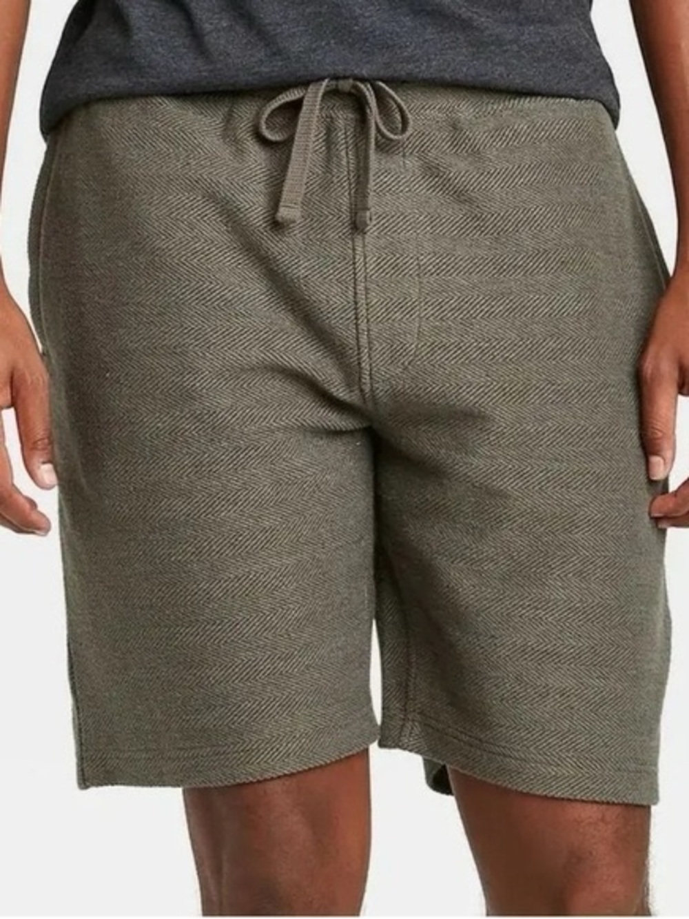 Men's Olive Knit Drawstring Shorts